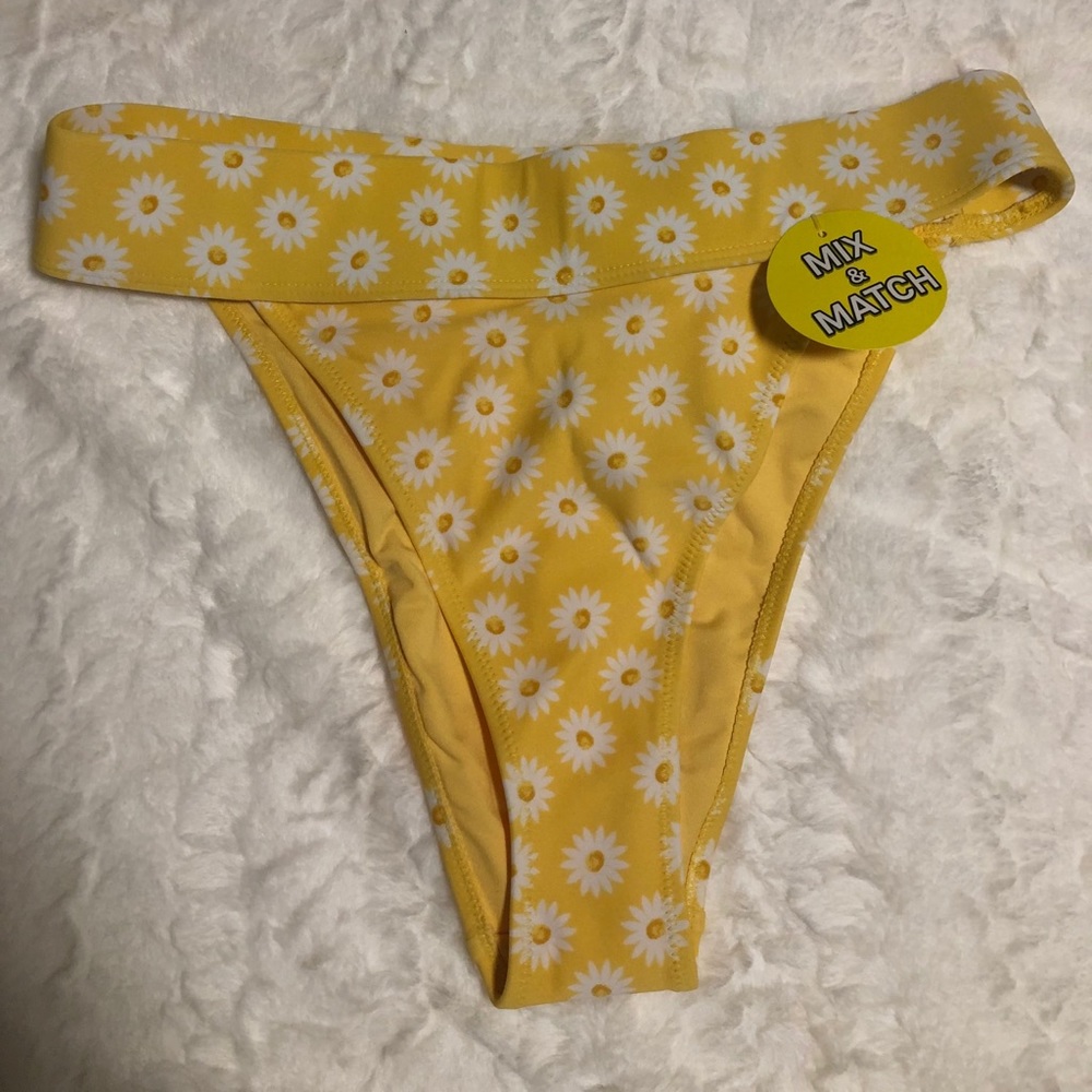 Yellow Sunflower Hi-Rise Swim Bottoms